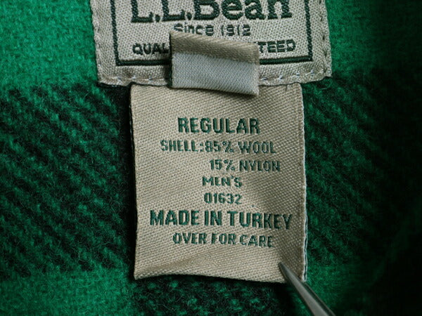 エルエルビーン ブロック チェック CPO ウール シャツ メンズ XS / 古着 LLBEAN 長袖シャツ ヘビーウェイト ジャケット ポケット付き 緑 黒