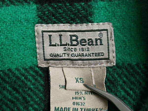 エルエルビーン ブロック チェック CPO ウール シャツ メンズ XS / 古着 LLBEAN 長袖シャツ ヘビーウェイト ジャケット ポケット付き 緑 黒