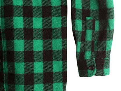 エルエルビーン ブロック チェック CPO ウール シャツ メンズ XS / 古着 LLBEAN 長袖シャツ ヘビーウェイト ジャケット ポケット付き 緑 黒