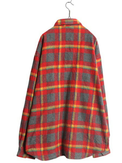 90s OLD GAP チェック ウール フランネル シャツ メンズ L 古着 オールド ギャップ ネルシャツ ジャケット ポケット付き 厚手 マルチカラー