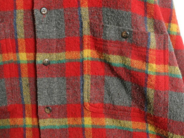 90s OLD GAP チェック ウール フランネル シャツ メンズ L 古着 オールド ギャップ ネルシャツ ジャケット ポケット付き 厚手 マルチカラー