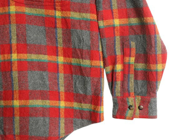 90s OLD GAP チェック ウール フランネル シャツ メンズ L 古着 オールド ギャップ ネルシャツ ジャケット ポケット付き 厚手 マルチカラー
