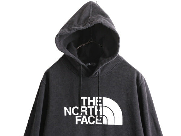 ノースフェイス プリント スウェット フード パーカー メンズ M The North Face プルオーバー 裏起毛 トレーナー ブラック アウトドア 薄手