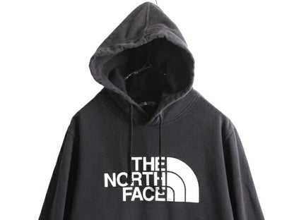 ノースフェイス プリント スウェット フード パーカー メンズ M The North Face プルオーバー 裏起毛 トレーナー ブラック アウトドア 薄手