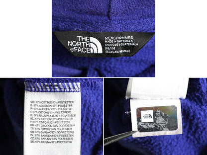 ノースフェイス プリント スウェット フード パーカー メンズ M 古着 The North Face プルオーバー 裏起毛 トレーナー アウトドア 薄手 青