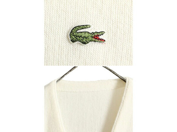 70s 80s ラコステ アクリル ニット カーディガン メンズ レディース L / 70年代 80年代 ヴィンテージ IZOD LACOSTE 羽織り 前開き ホワイト