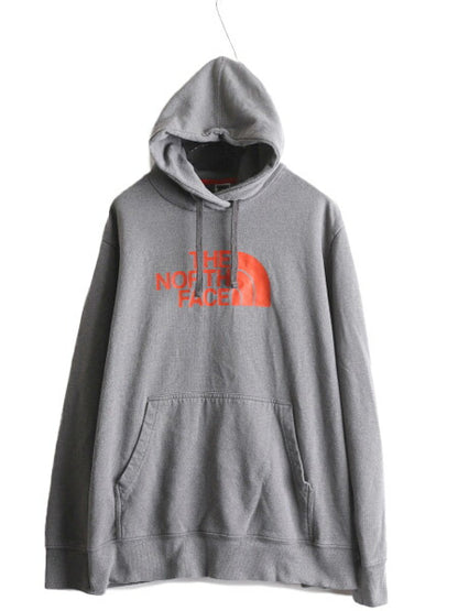 ノースフェイス プリント スウェット フード パーカー メンズ XL / 古着 The North Face プルオーバー 裏起毛 トレーナー アウトドア 灰
