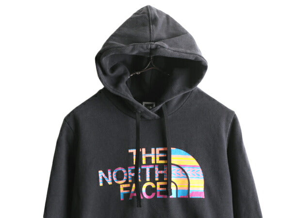 ノースフェイス プリント スウェット フード パーカー レディース M The North Face プルオーバー 裏起毛 トレーナー ブラック アウトドア