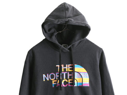 ノースフェイス プリント スウェット フード パーカー レディース M The North Face プルオーバー 裏起毛 トレーナー ブラック アウトドア