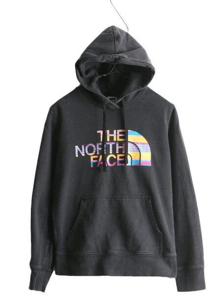 ノースフェイス プリント スウェット フード パーカー レディース M The North Face プルオーバー 裏起毛 トレーナー ブラック アウトドア