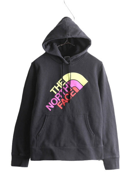ノースフェイス プリント スウェット フード パーカー レディース M The North Face プルオーバー 裏起毛 ブラック トレーナー アウトドア