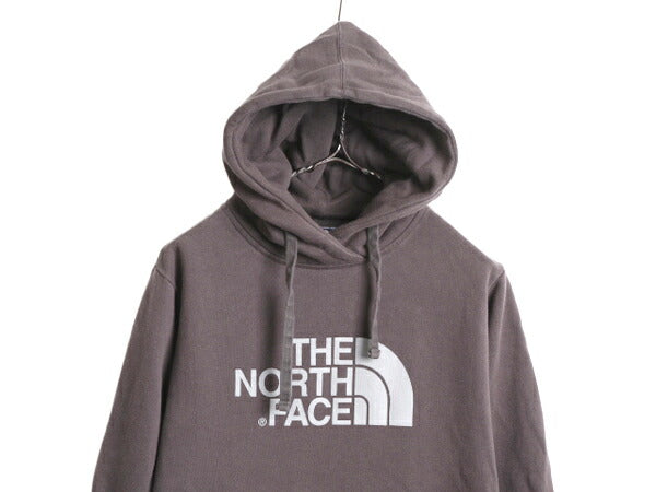 ノースフェイス プリント スウェット フード パーカー メンズ S / 古着 The North Face プルオーバー トレーナー 裏起毛 アウトドア 灰