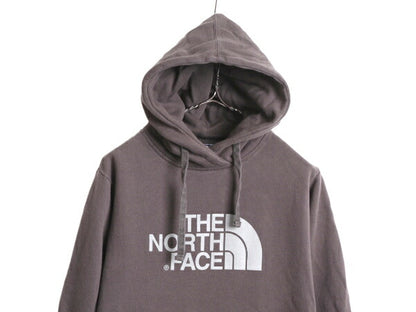 ノースフェイス プリント スウェット フード パーカー メンズ S / 古着 The North Face プルオーバー トレーナー 裏起毛 アウトドア 灰