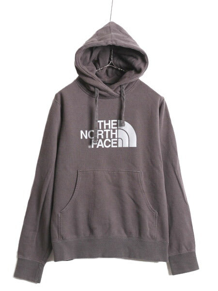ノースフェイス プリント スウェット フード パーカー メンズ S / 古着 The North Face プルオーバー トレーナー 裏起毛 アウトドア 灰