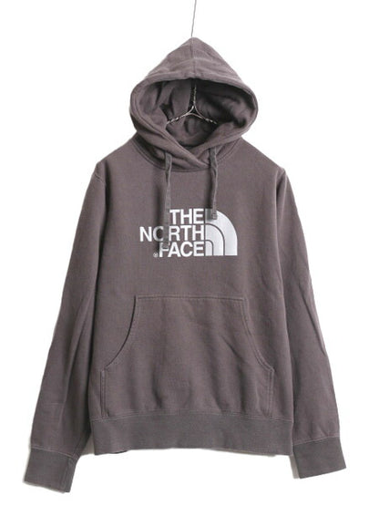 ノースフェイス プリント スウェット フード パーカー メンズ S / 古着 The North Face プルオーバー トレーナー 裏起毛 アウトドア 灰