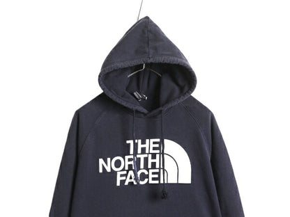 ノースフェイス プリント スウェット フード パーカー レディース M / 古着 The North Face プルオーバー 裏起毛 トレーナー アウトドア 紺