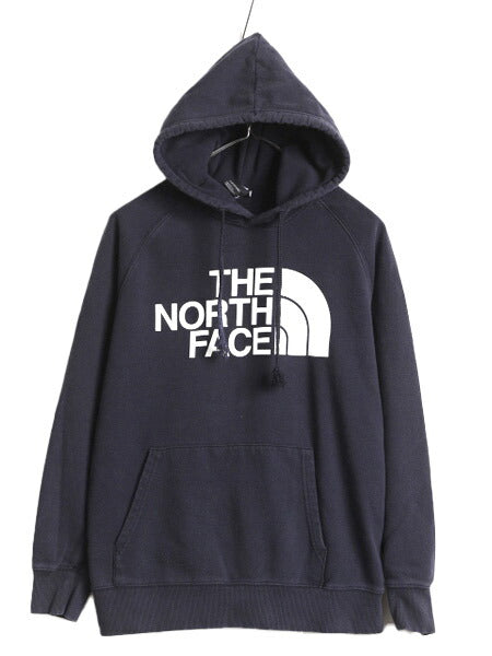 ノースフェイス プリント スウェット フード パーカー レディース M / 古着 The North Face プルオーバー 裏起毛 トレーナー アウトドア 紺