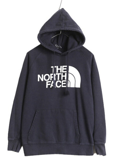 ノースフェイス プリント スウェット フード パーカー レディース M / 古着 The North Face プルオーバー 裏起毛 トレーナー アウトドア 紺