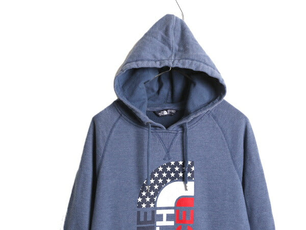 ノースフェイス プリント スウェット フード パーカー レディース L / The North Face プルオーバー 裏起毛 トレーナー アウトドア 星条旗