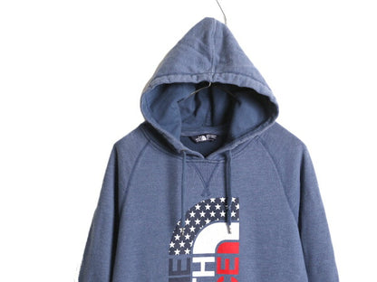 ノースフェイス プリント スウェット フード パーカー レディース L / The North Face プルオーバー 裏起毛 トレーナー アウトドア 星条旗
