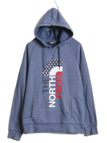 ノースフェイス プリント スウェット フード パーカー レディース L / The North Face プルオーバー 裏起毛 トレーナー アウトドア 星条旗