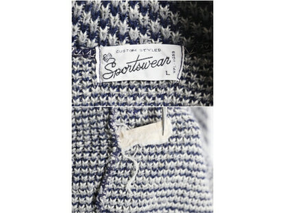 70s SPORTSWEAR ショールカラー アクリル デザイン ニット ガウン メンズ L / 古着 ヴィンテージ カーディガン ネイティブ 前開き 羽織り