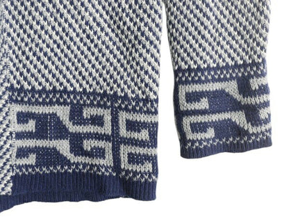 70s SPORTSWEAR ショールカラー アクリル デザイン ニット ガウン メンズ L / 古着 ヴィンテージ カーディガン ネイティブ 前開き 羽織り
