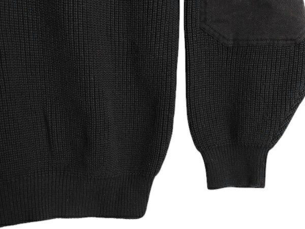 00s オービス ショールカラー コットン ニット セーター メンズ XL オールド リブ編み ハンティング エルボーパッチ アウトドア 無地 黒