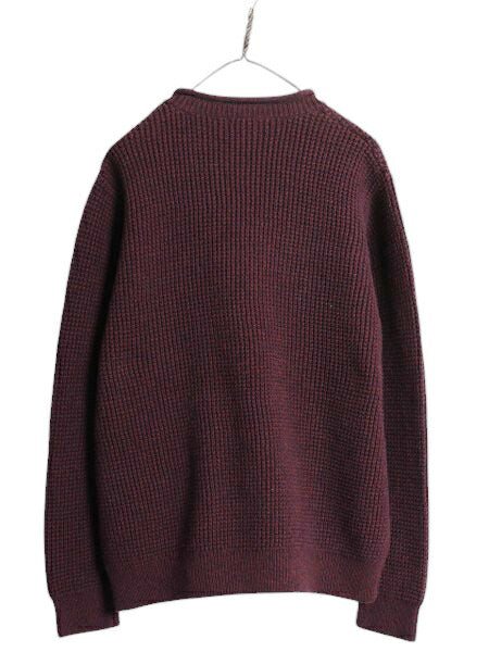 00s エルエルビーン ロールネック コットン ニット セーター メンズ XL 無地 LLBEAN アウトドア リブ編み チャンキー 大きいサイズ エンジ