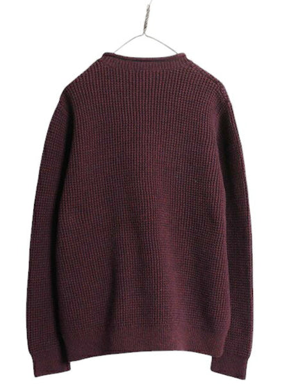 00s エルエルビーン ロールネック コットン ニット セーター メンズ XL 無地 LLBEAN アウトドア リブ編み チャンキー 大きいサイズ エンジ