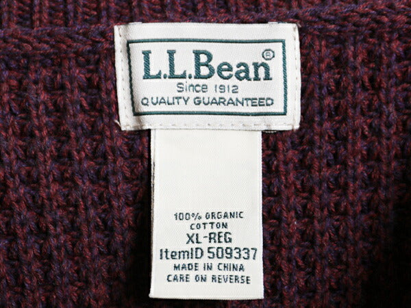 00s エルエルビーン ロールネック コットン ニット セーター メンズ XL 無地 LLBEAN アウトドア リブ編み チャンキー 大きいサイズ エンジ