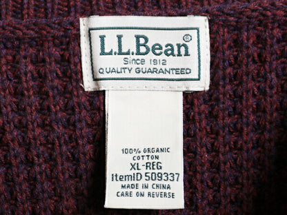 00s エルエルビーン ロールネック コットン ニット セーター メンズ XL 無地 LLBEAN アウトドア リブ編み チャンキー 大きいサイズ エンジ