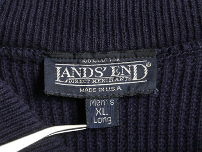 90s USA製 ランズエンド ヘンリーネック コットン ニット セーター メンズ XL / オールド LANDS END モックネック ミリタリー 大きいサイズ