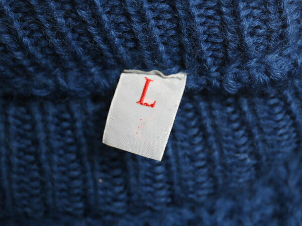 60s 70s イギリス製 BYFORD ウール ニット セーター メンズ L 古着 ヴィンテージ リブ編み ケーブル モックネック フィッシャーマン 英国製