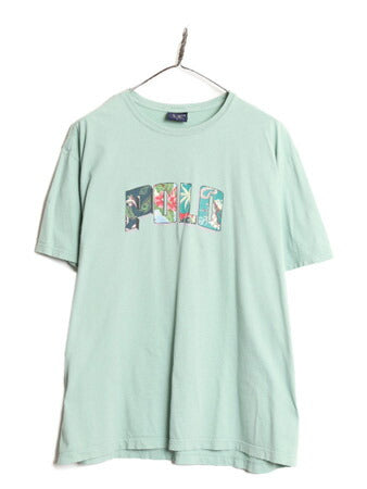 90s ポロスポーツ ラルフローレン プリント 半袖 Tシャツ メンズ L / 古着 90年代 オールド 当時物 POLO SPORT コットン アロハ ハワイアン