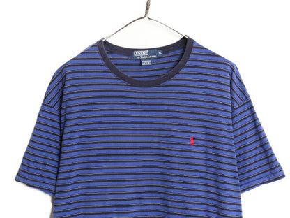 90s ポロ ラルフローレン ボーダー 半袖 Tシャツ メンズ XL 90年代 オールド ボーダーT コットン ワンポイント マルチカラー 大きいサイズ