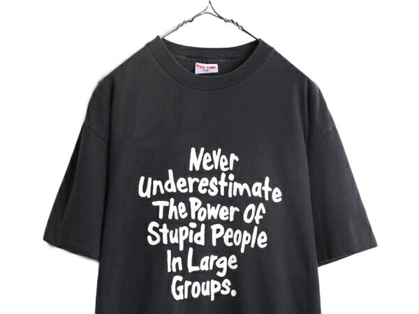 80s 90s USA製 メッセージ プリント 半袖 Tシャツ メンズ XL / 80年代 90年代 オールド ヴィンテージ 当時物 黒 シングルステッチ ブラック