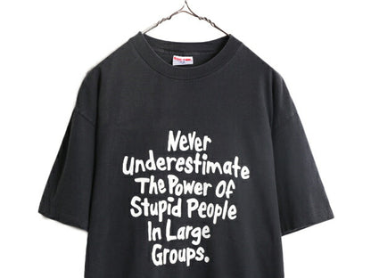 80s 90s USA製 メッセージ プリント 半袖 Tシャツ メンズ XL / 80年代 90年代 オールド ヴィンテージ 当時物 黒 シングルステッチ ブラック