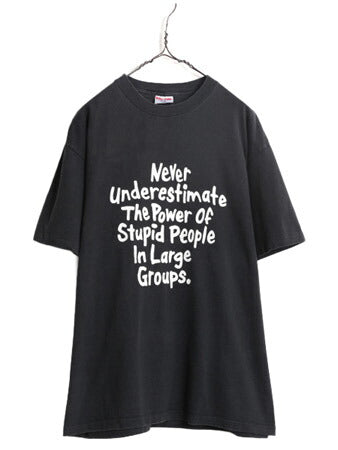 80s 90s USA製 メッセージ プリント 半袖 Tシャツ メンズ XL / 80年代 90年代 オールド ヴィンテージ 当時物 黒 シングルステッチ ブラック