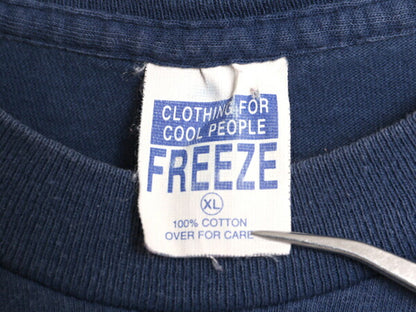 90s USA製 FREEZE キャラクター プリント 半袖 Tシャツ メンズ XL / 90年代 オールド 当時物 イラスト グラフィック シングルステッチ 紺