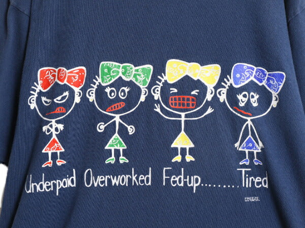 90s USA製 FREEZE キャラクター プリント 半袖 Tシャツ メンズ XL / 90年代 オールド 当時物 イラスト グラフィック シングルステッチ 紺