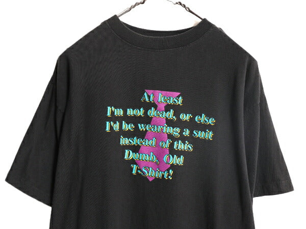90s フランス製 メッセージ プリント 半袖 Tシャツ メンズ XL 当時物 オールド ジョーク シングルステッチ ヘビーウェイト 大きいサイズ 黒