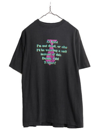 90s フランス製 メッセージ プリント 半袖 Tシャツ メンズ XL 当時物 オールド ジョーク シングルステッチ ヘビーウェイト 大きいサイズ 黒