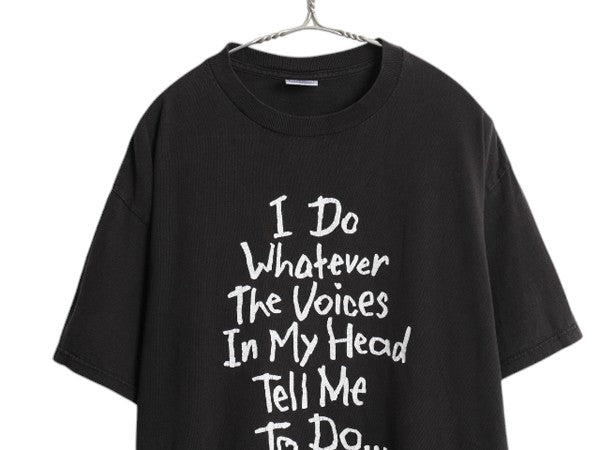 90s ジョーク メッセージ プリント Tシャツ メンズ L オールド グラフィック イラスト ヘビーウェイト カットソー 黒 モノトーン シンプル