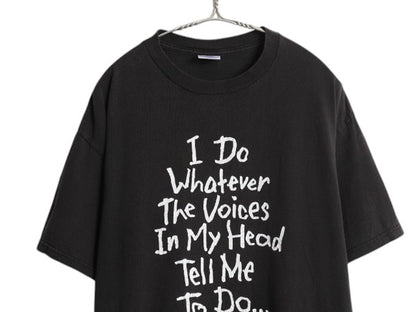 90s ジョーク メッセージ プリント Tシャツ メンズ L オールド グラフィック イラスト ヘビーウェイト カットソー 黒 モノトーン シンプル