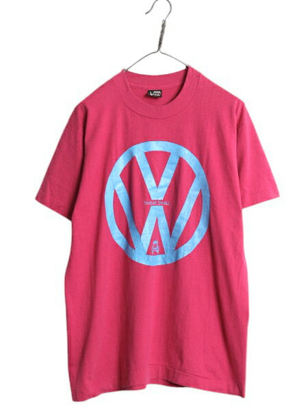 90s USA製 フォルクスワーゲン ロゴ プリント Tシャツ メンズ L / 古着 オールド ビートル VW 旧車 メッセージ シングルステッチ イラスト