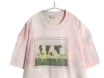 90s USA製 ウォーレン キンブル アート イラスト プリント タイダイ Tシャツ メンズ XL / オールド 絵画 芸術 アニマル ウシ 大きいサイズ