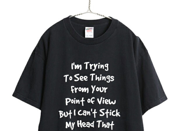 00s ジョーク メッセージ プリント Tシャツ メンズ XL オールド 下ネタ エロ グラフィック イラスト ヘビーウェイト ブラック 大きいサイズ