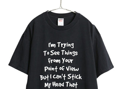 00s ジョーク メッセージ プリント Tシャツ メンズ XL オールド 下ネタ エロ グラフィック イラスト ヘビーウェイト ブラック 大きいサイズ