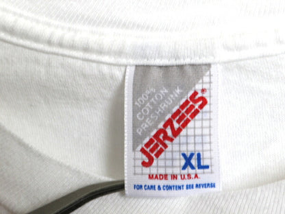 90s USA製 ジョーク メッセージ プリント Tシャツ メンズ XL 古着 オールド グラフィック アート イラスト ヘビーウェイト 白 大きいサイズ